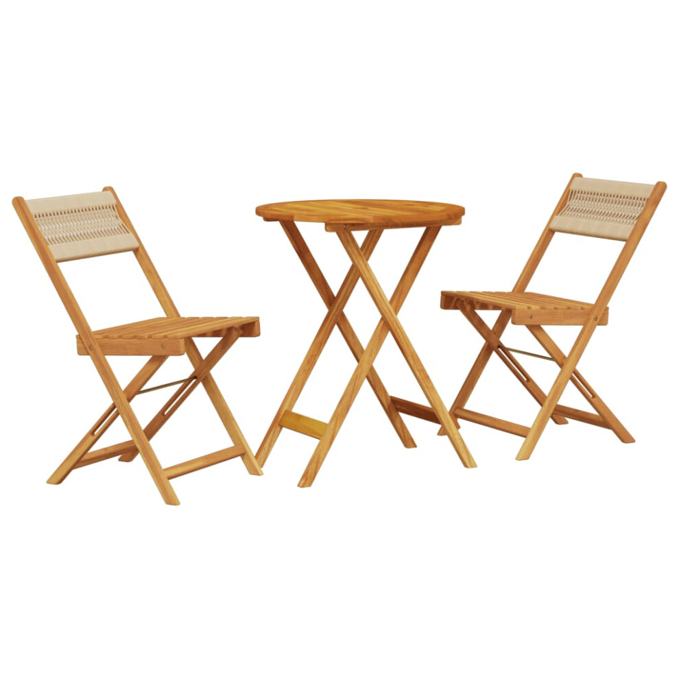 Vidaxl Bistro Set 3 Piece Outdoor Bar Set Beige Polypropylene And Solid Wood