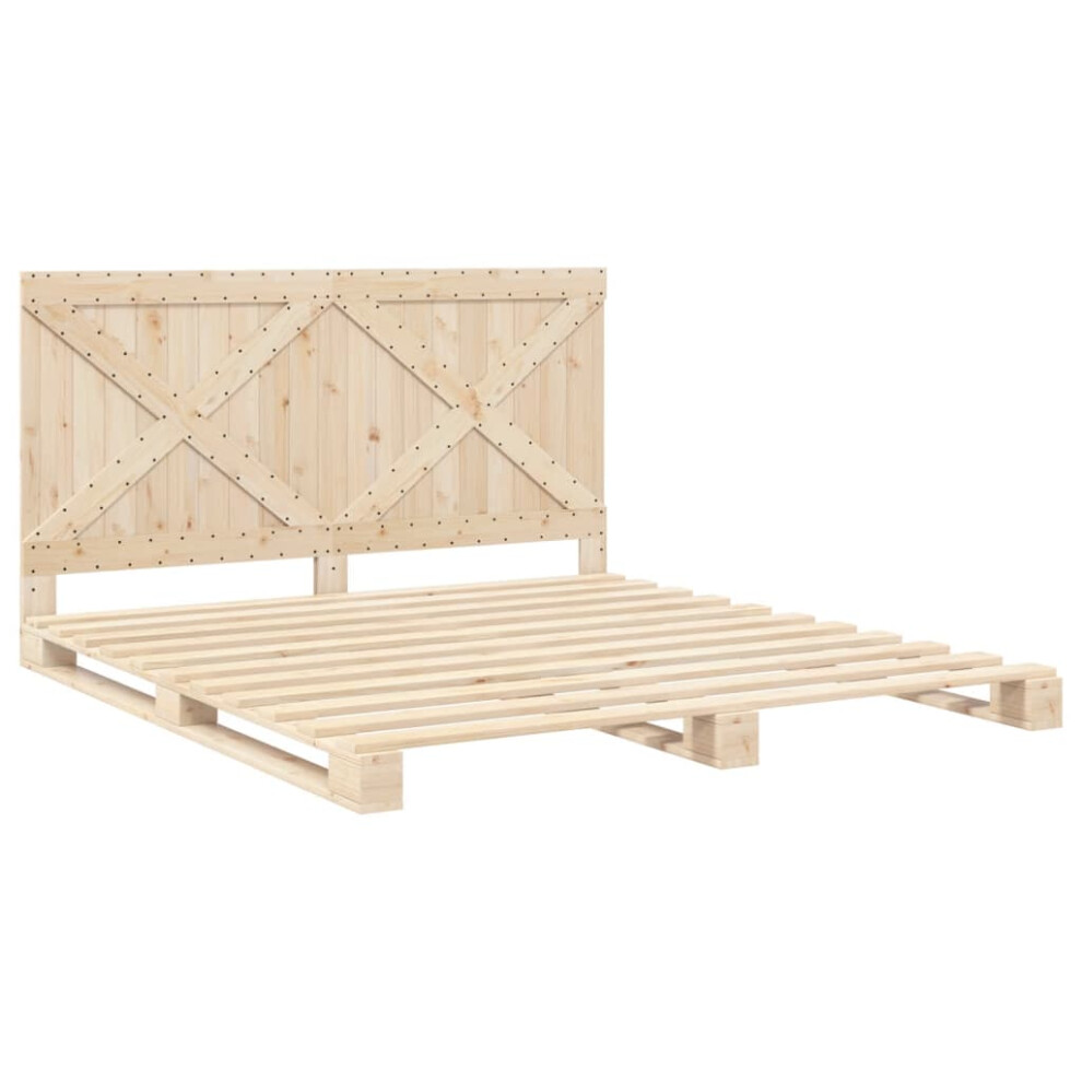 vidaXL Bed Frame with Headboard Bed Base Bedstead 200x200 cm Solid Wood Pine