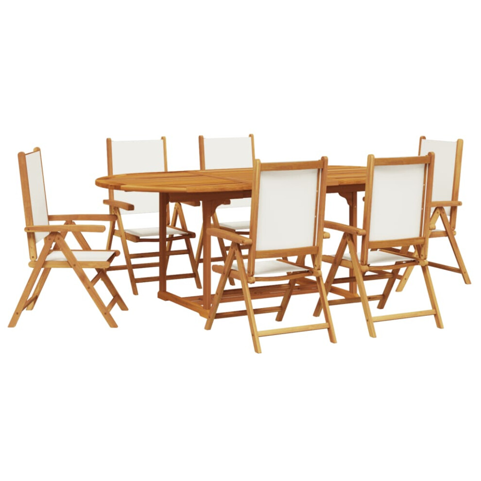 Vidaxl Garden Dining Set 7 Piece Chairs Cream White Fabric And Solid Wood