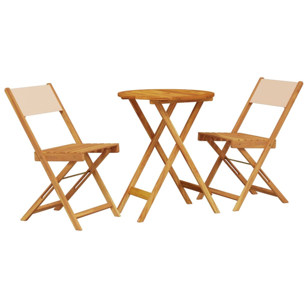 vidaXL Bistro Set 3 Piece Bar Set Balcony set Beige Fabric and Solid Wood