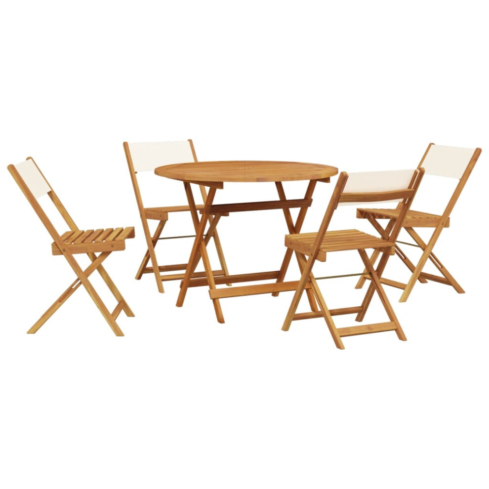 New Vidaxl Garden Dining Set 5 Piece Chairs Cream White Fabric And Solid Wood White,Cream