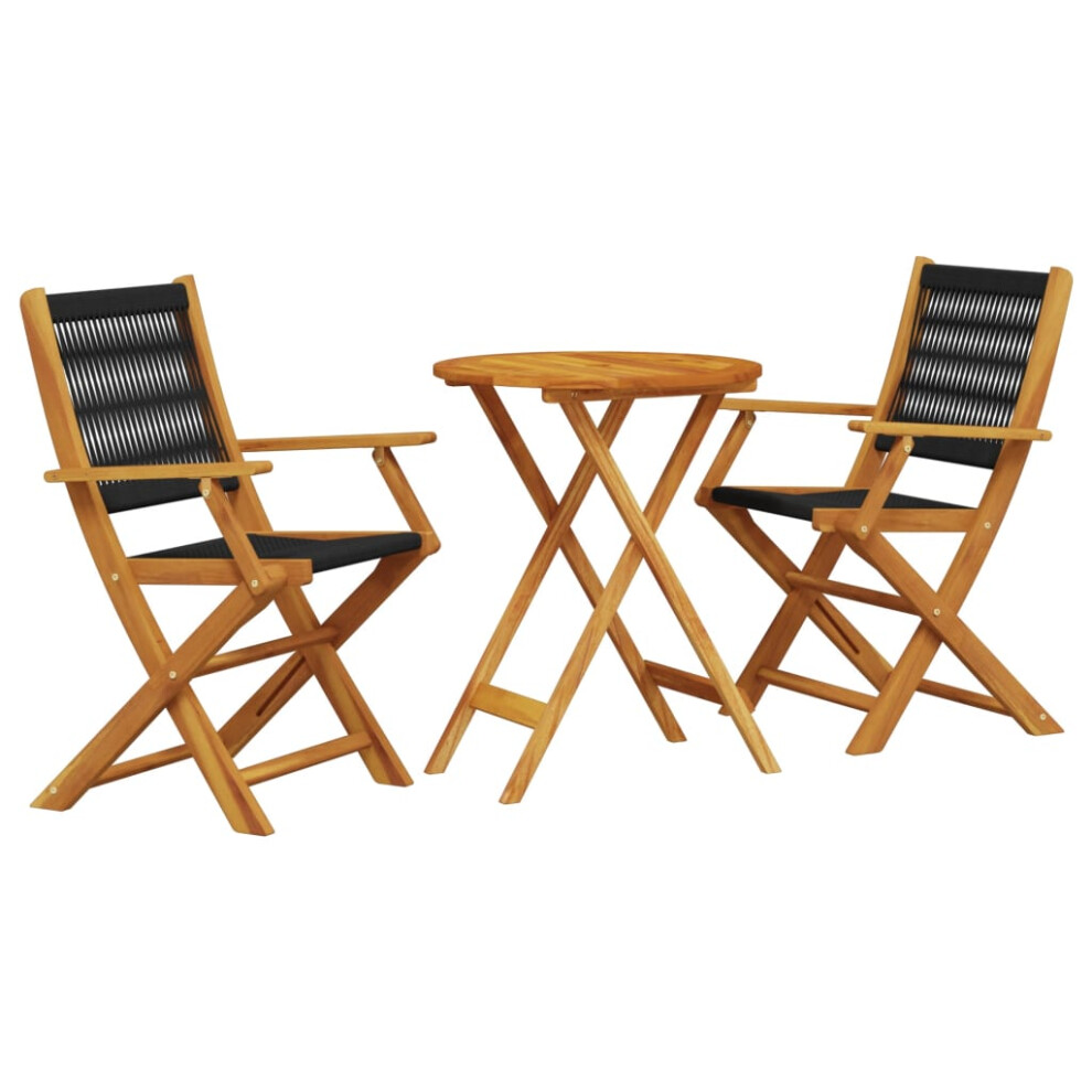 Vidaxl Bistro Set 3 Piece Outdoor Bar Set Black Polypropylene And Solid Wood