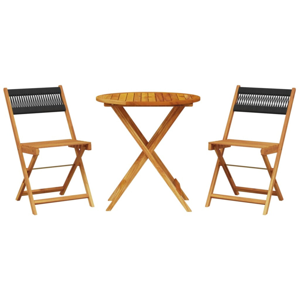 Vidaxl Bistro Set 3 Piece Outdoor Bar Set Black Polypropylene And Solid Wood