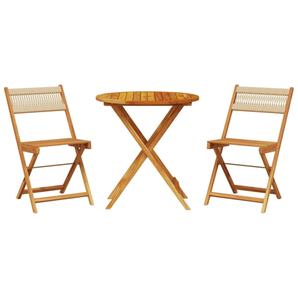 Vidaxl Bistro Set 3 Piece Outdoor Bar Set Beige Polypropylene And Solid Wood