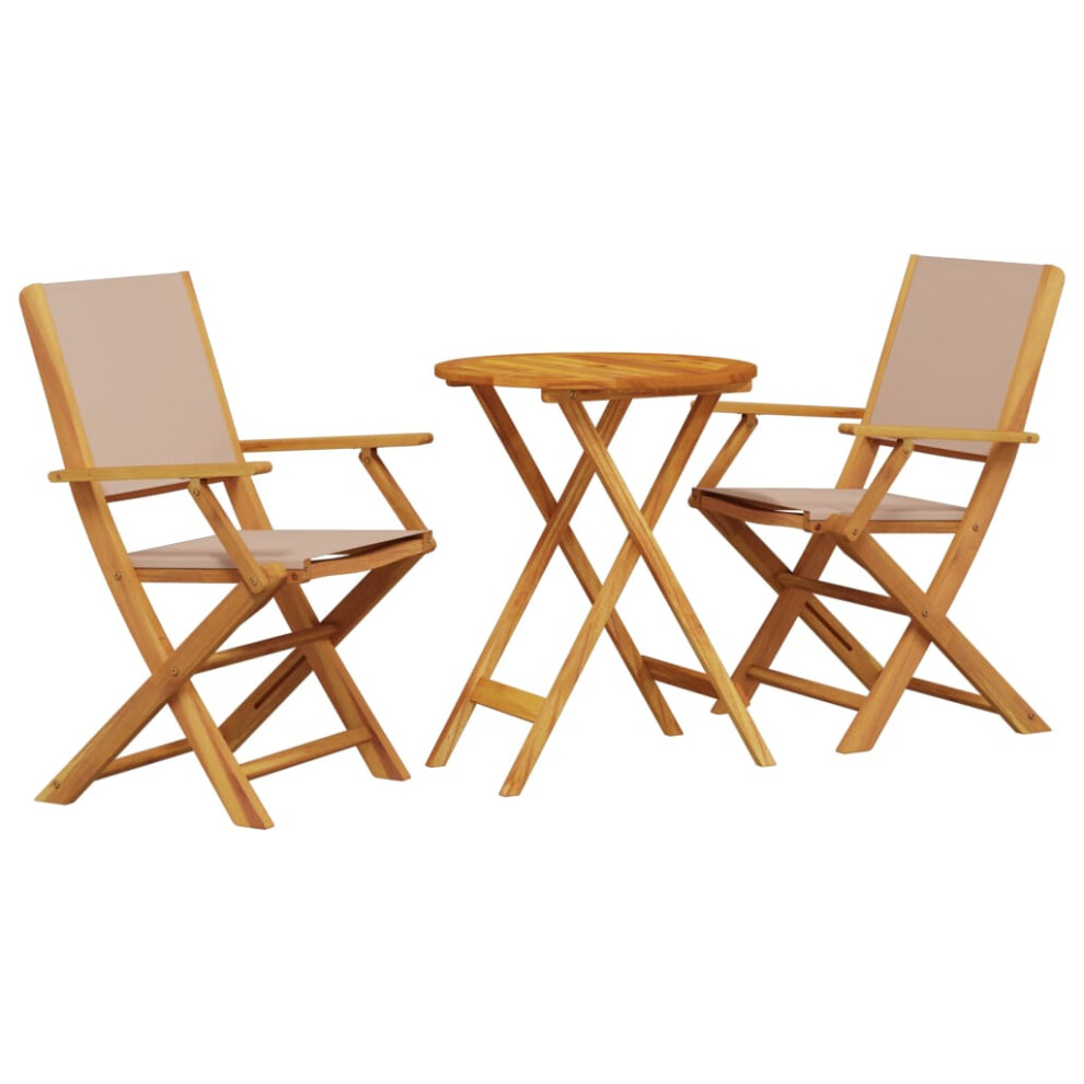 Vidaxl Bistro Set 3 Piece Bar Set Balcony Set Taupe Fabric And Solid Wood