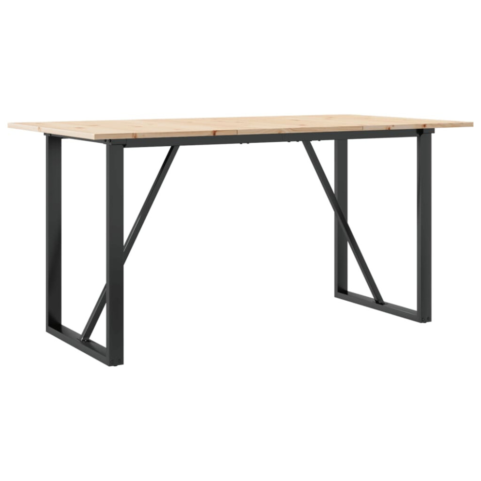Vidaxl Dining Table Kitchen Dinner Table O-Frame Solid Wood Pine And Steel