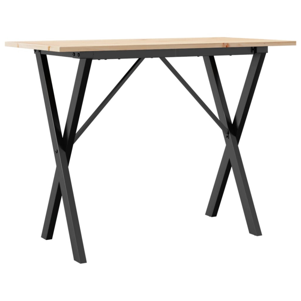 Vidaxl Dining Table Kitchen Dinner Table X-Frame Solid Wood Pine And Steel
