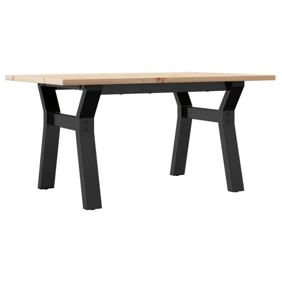 Vidaxl Coffee Table End Table Side Table Y-Frame Solid Wood Pine And Steel