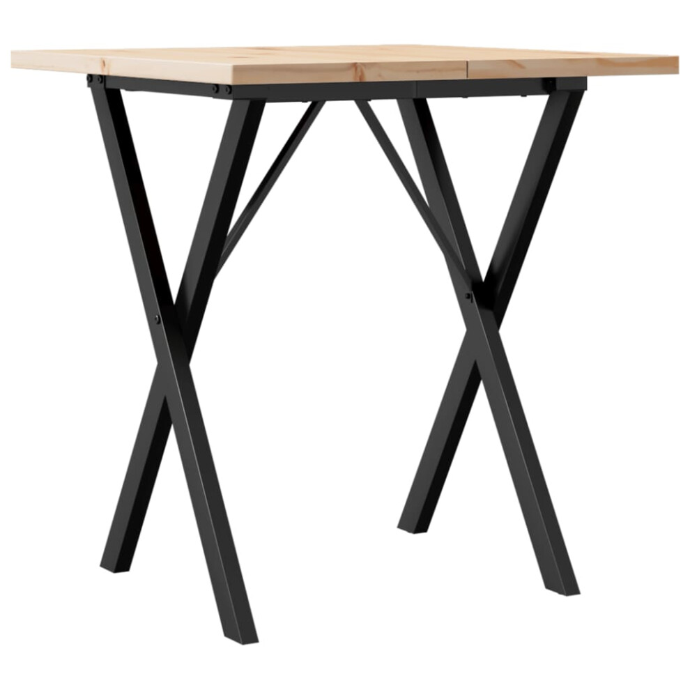 Vidaxl Dining Table Kitchen Dinner Table X-Frame Solid Wood Pine And Steel
