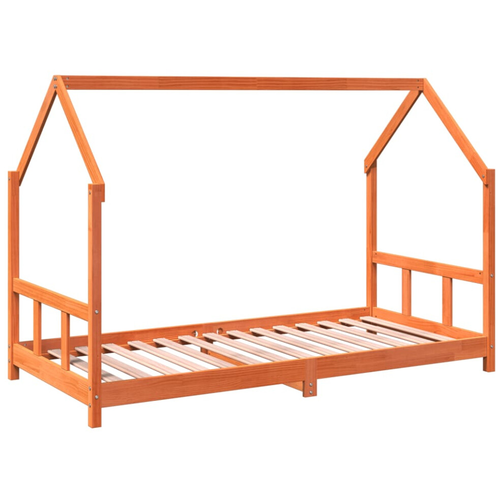 Vidaxl Kids Bed Frame Wooden Bed Base Wax Brown 90X190 Cm Solid Wood Pine