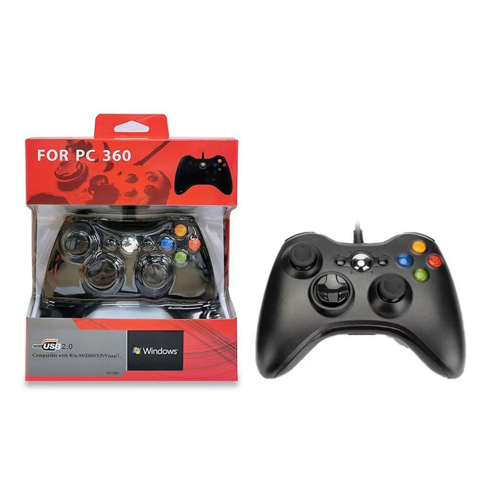 (Black) Compatible XBOX 360 PC Wired Controller Gamepad