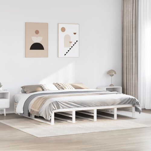 VidaXL vidaXL Bed Frame Bedstead Bed Base White 180x200 cm Super King Solid Wood Pine 2