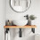 VidaXL vidaXL Basin Shelf Wall Mounted Bathroom Countertop Steel and Solid Wood Beech 3