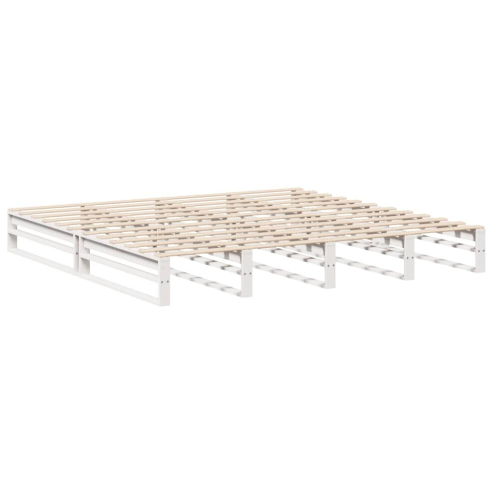 vidaXL Bed Frame Bedstead Bed Base White 180x200 cm Super King Solid Wood Pine