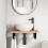 VidaXL vidaXL Basin Shelf Wall Mounted Bathroom Countertop Steel and Solid Wood Beech 3