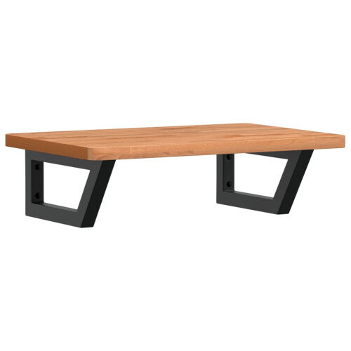 VidaXL vidaXL Basin Shelf Wall Mounted Bathroom Countertop Steel and Solid Wood Beech