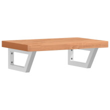 vidaXL Basin Shelf Wall Mounted Bathroom Countertop Steel and Solid Wood Beech