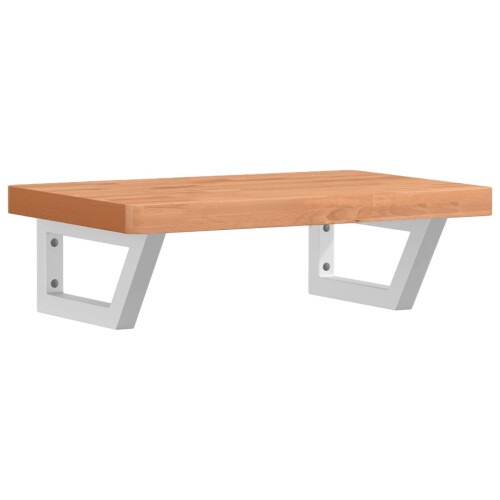 VidaXL vidaXL Basin Shelf Wall Mounted Bathroom Countertop Steel and Solid Wood Beech 1