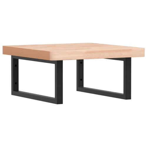 VidaXL vidaXL Basin Shelf Wall Mounted Bathroom Countertop Steel and Solid Wood Beech 1