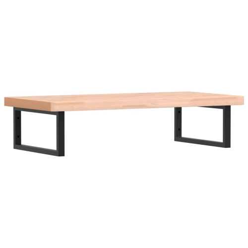 VidaXL vidaXL Basin Shelf Wall Mounted Bathroom Countertop Steel and Solid Wood Beech