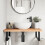 VidaXL vidaXL Basin Shelf Wall Mounted Bathroom Countertop Steel and Solid Wood Beech 3