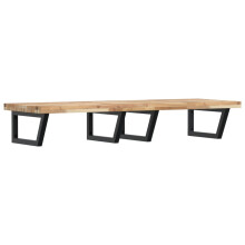 vidaXL Basin Shelf Wall Mounted Bathroom Countertop Steel & Solid Wood Acacia