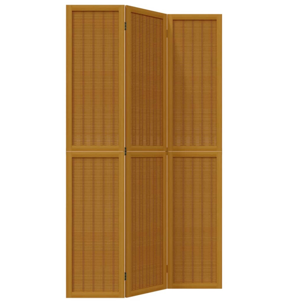 vidaXL Room Divider 3 Panels Office Privacy Screen Brown Solid Wood Paulownia