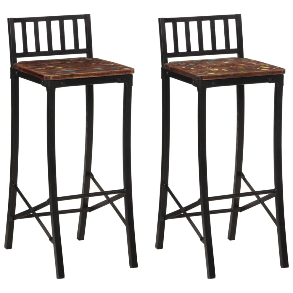 vidaXL Bar Chairs Bar Stool Kitchen Counter Chair 2 pcs Solid Wood Reclaimed