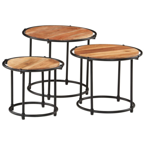 VidaXL vidaXL Nesting Tables Hall Side Table Coffee Table 3 pcs Solid Wood Acacia 1