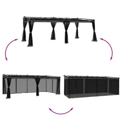 VidaXL vidaXL Pavillon mit Netzwänden Anthrazit 6x3 m Stahl 2