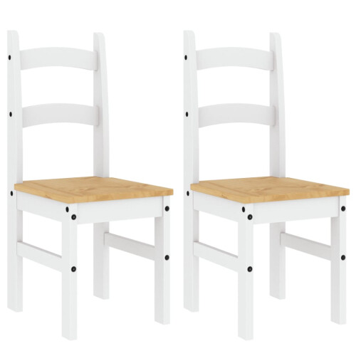 VidaXL vidaXL Dining Chairs Dining Room Kitchen Chair 2 pcs White Solid Wood Pine