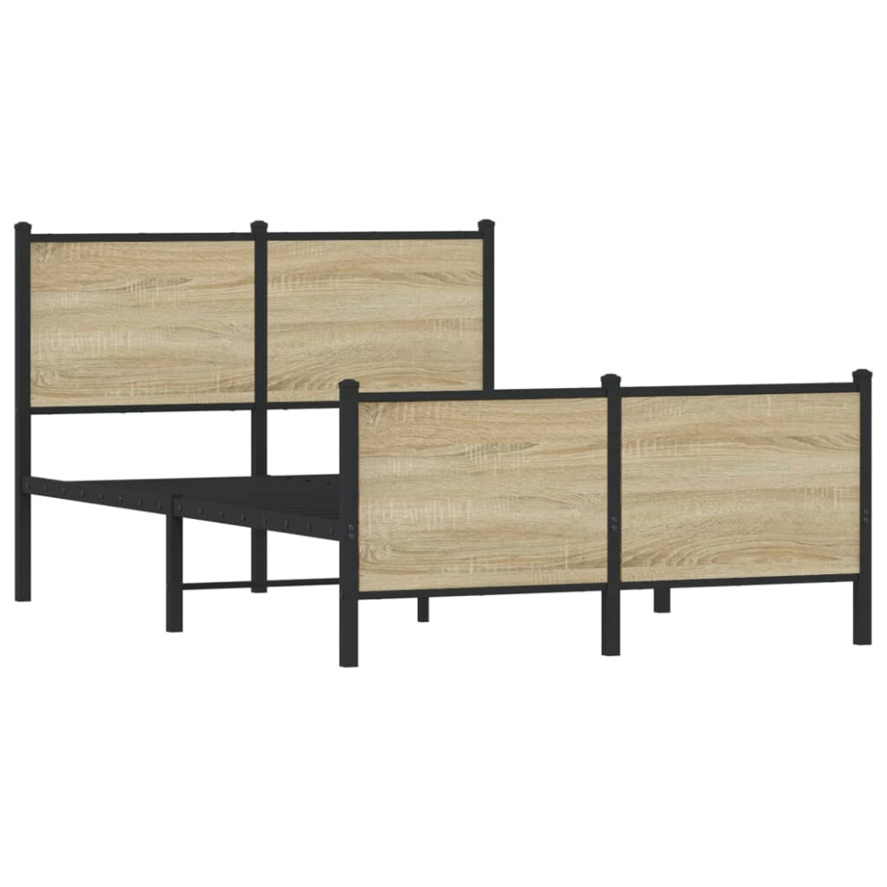 Vidaxl Metal Bed Frame With Headboard And Footboard Sonoma Oak 120X200 Cm