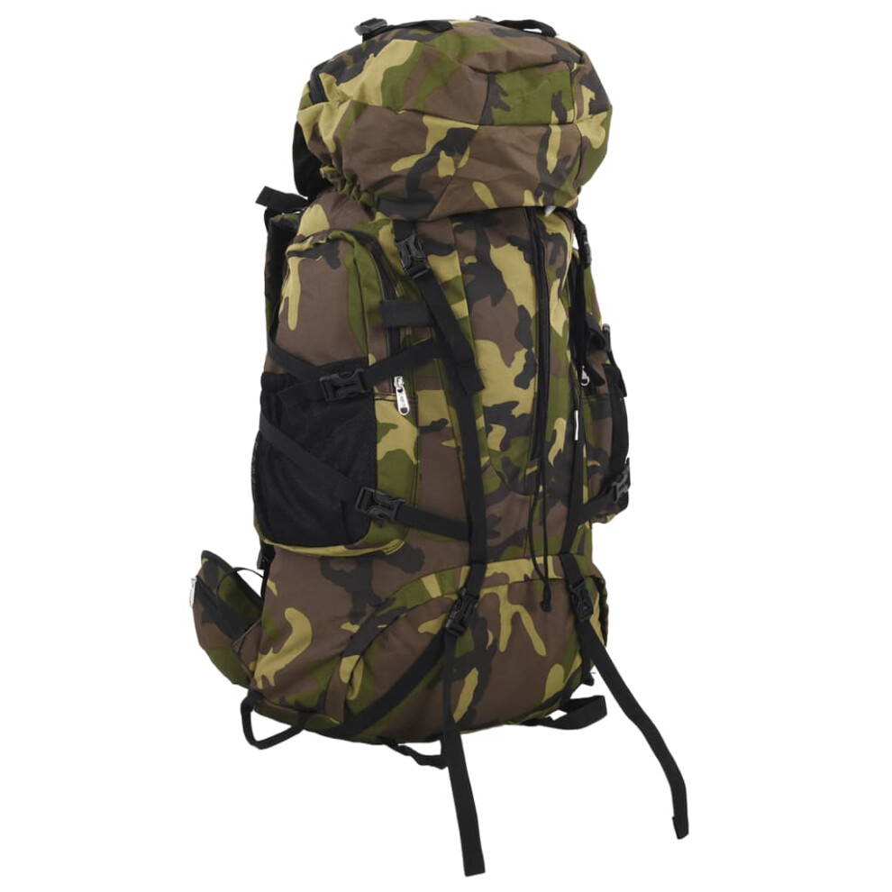 vidaXL Hiking Backpack Travel Rucksack Green Camouflage 80 L Oxford Fabric