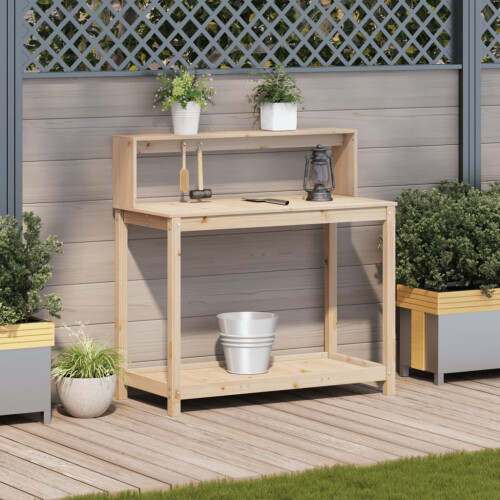 VidaXL vidaXL Potting Table with Shelves Potting Bench Plant Table Solid Wood Pine 2