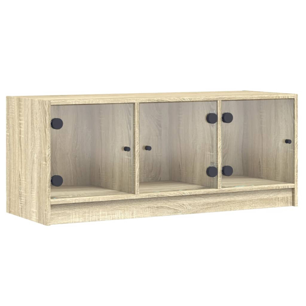 Vidaxl Tv Cabinet With Glass Doors Tv Stand Entertainment Centre Sonoma Oak