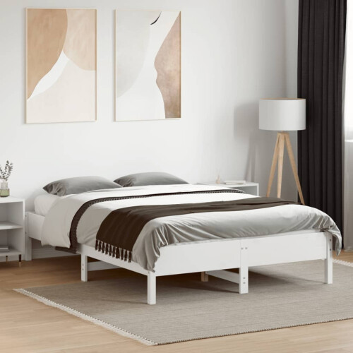 VidaXL vidaXL Bed Frame Home Bedstead White 120x190 cm Small Double Solid Wood Pine 2