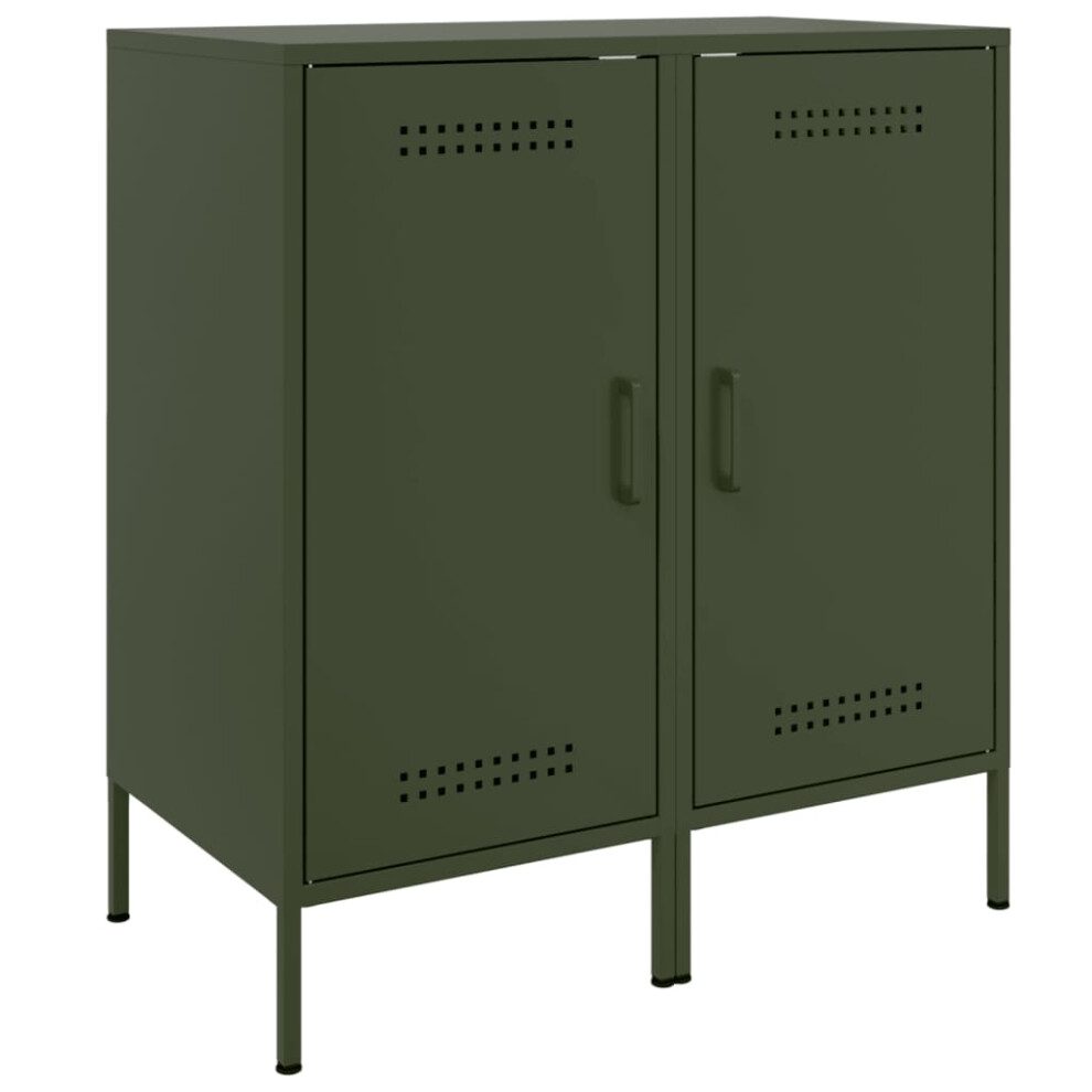 vidaXL Sideboards Cupboard Storage Cabinet 2 pcs Olive Green Cold-rolled Steel