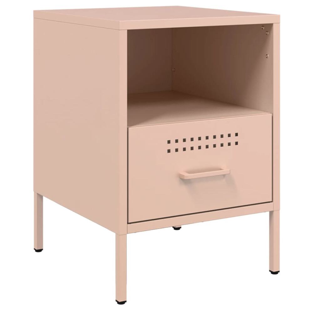 vidaXL Bedside Cabinet Bed Cabinet Nightstand Bed Table Pink Cold-rolled Steel