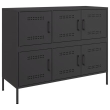 vidaXL Sideboard Storage Organiser Cupboard Side Cabinet Highboard Black Steel