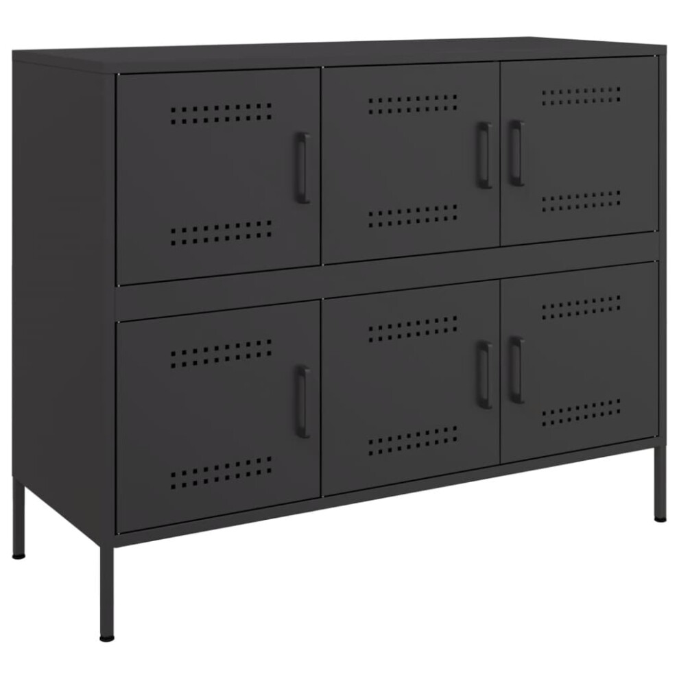 Vidaxl Sideboard Storage Organiser Cupboard Side Cabinet Highboard Black Steel