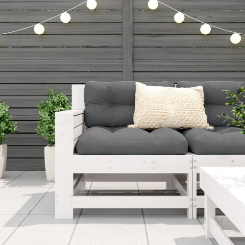 VidaXL vidaXL Garden Armrest Sofa Outdoor Sofa Sectional Sofa White Solid Wood Pine 2