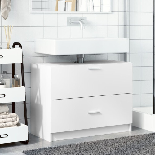 VidaXL vidaXL Sink Cabinet Vanity Unit Storage Unit Cupboard White Engineered Wood 2
