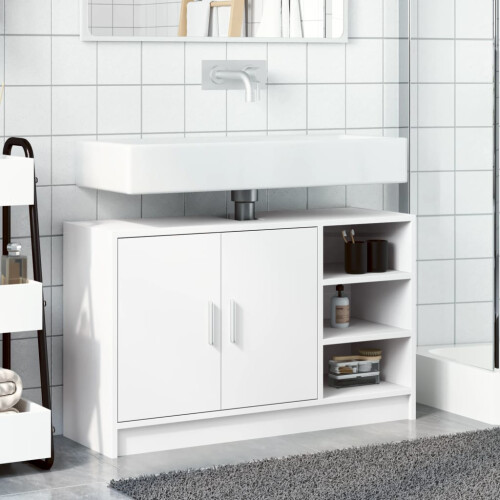 VidaXL vidaXL Sink Cabinet Vanity Unit Storage Unit Cupboard White Engineered Wood 2