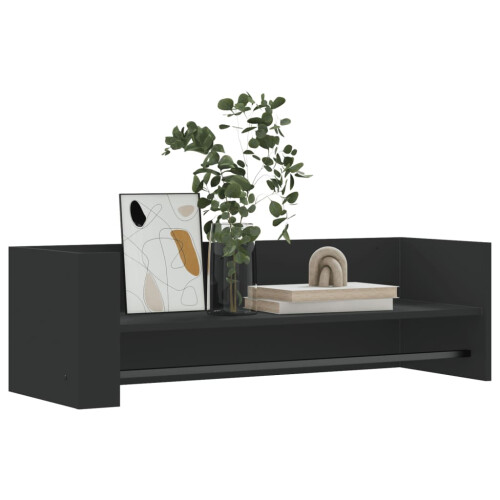 VidaXL vidaXL Wall Shelf Floating Shelf Wall Storage Shelf Black Engineered Wood 2