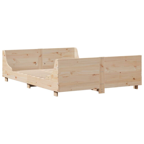 VidaXL vidaXL Bed Frame with Headboard Bed 120x190 cm Small Double Solid Wood Pine 2