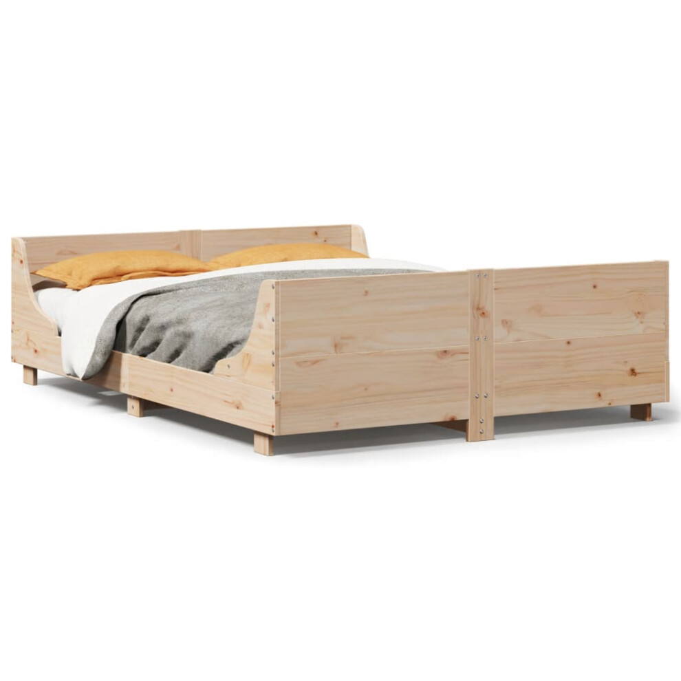 vidaXL Bed Frame with Headboard Bed 120x190 cm Small Double Solid Wood Pine