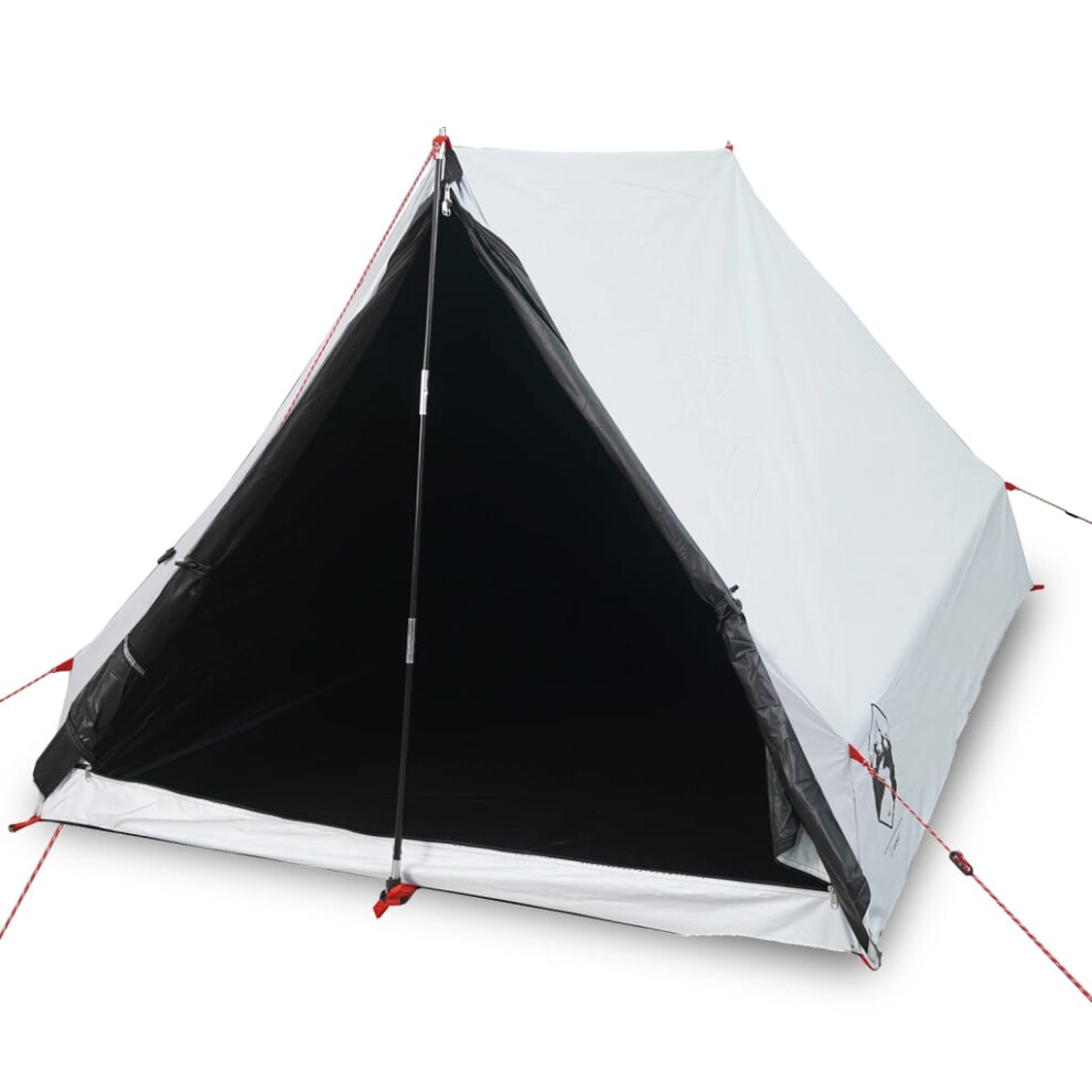 vidaXL Camping Tent A-Frame 2-Person Tent White Blackout Fabric Waterproof