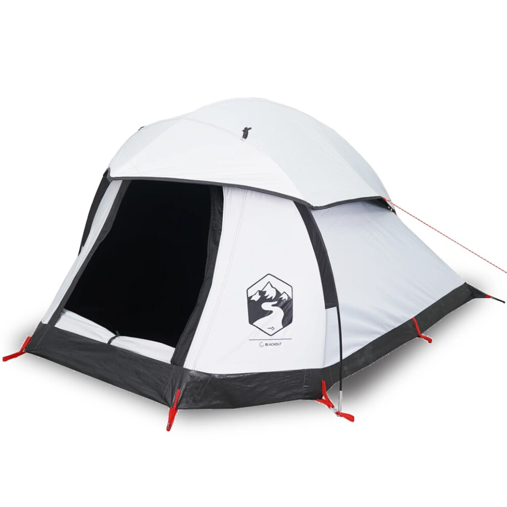 vidaXL Camping Tent Dome 1-Person Dome Tent White Blackout Fabric Waterproof