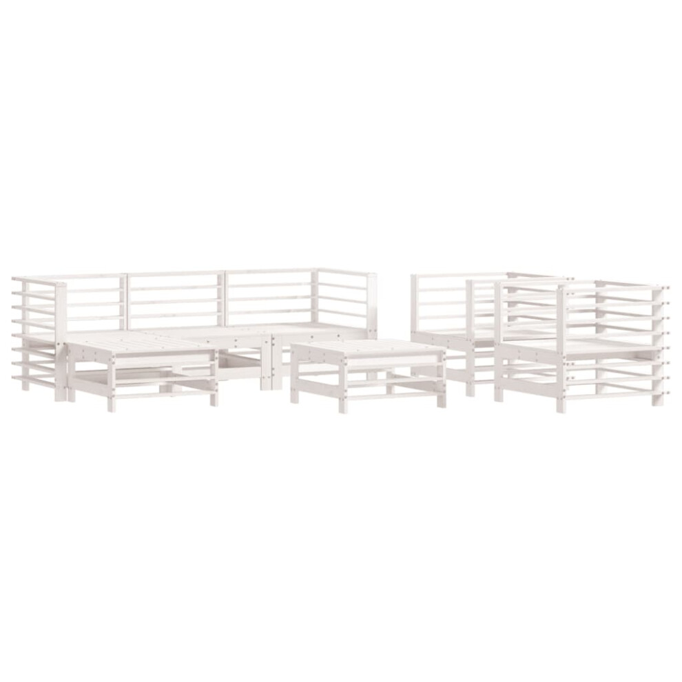 vidaXL Garden Lounge Set Outdoor Modular Sofa 7 Piece White Solid Wood Pine