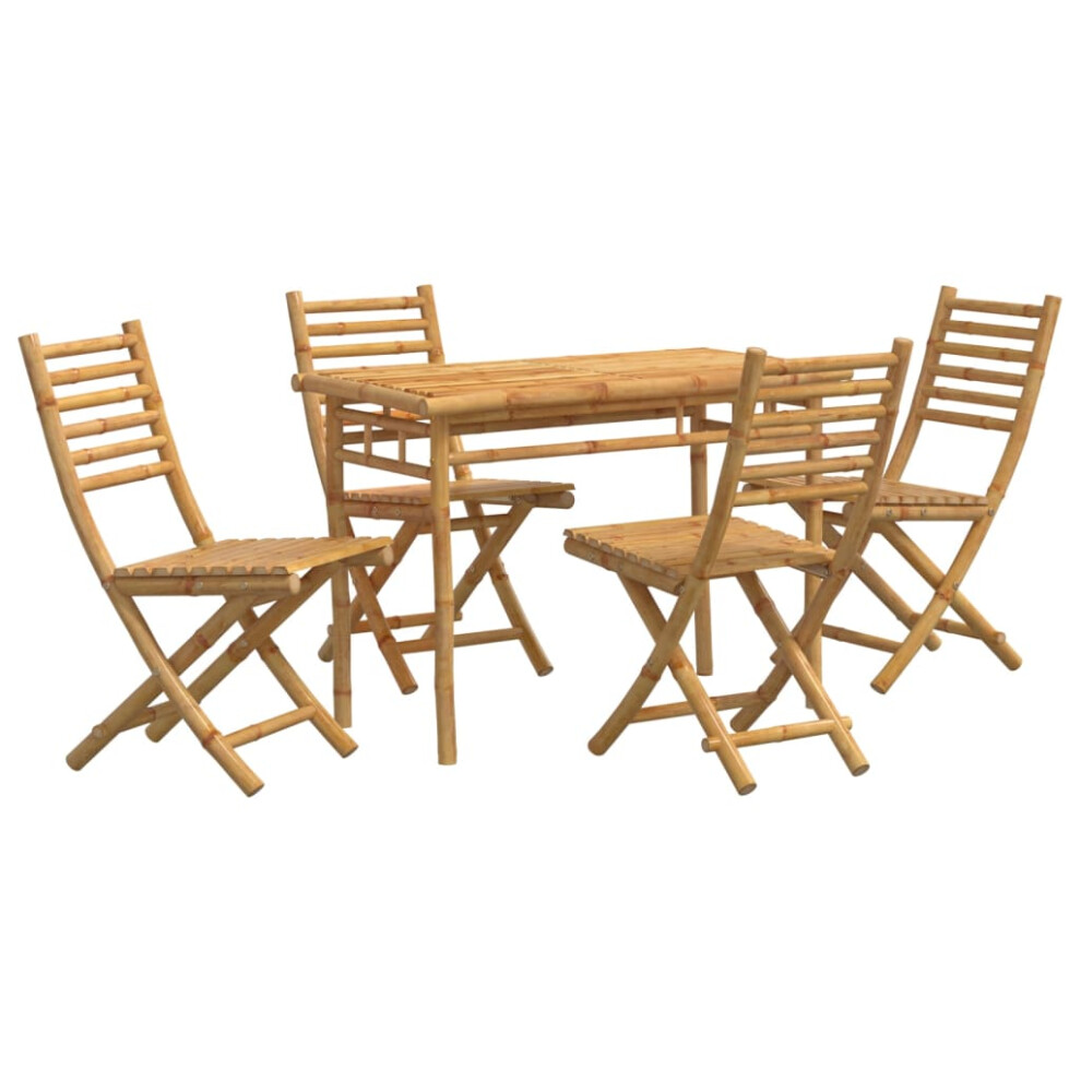 vidaXL Garden Dining Set 5 Piece Outdoor Dining Table and Chair Set Bamboo